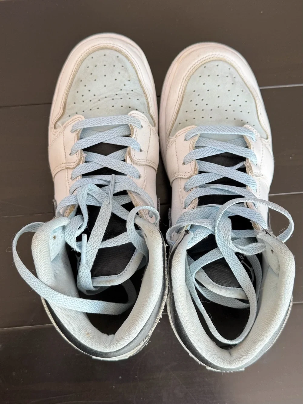 Air Jordan  High-Top Sneakers in Pale Blue and White